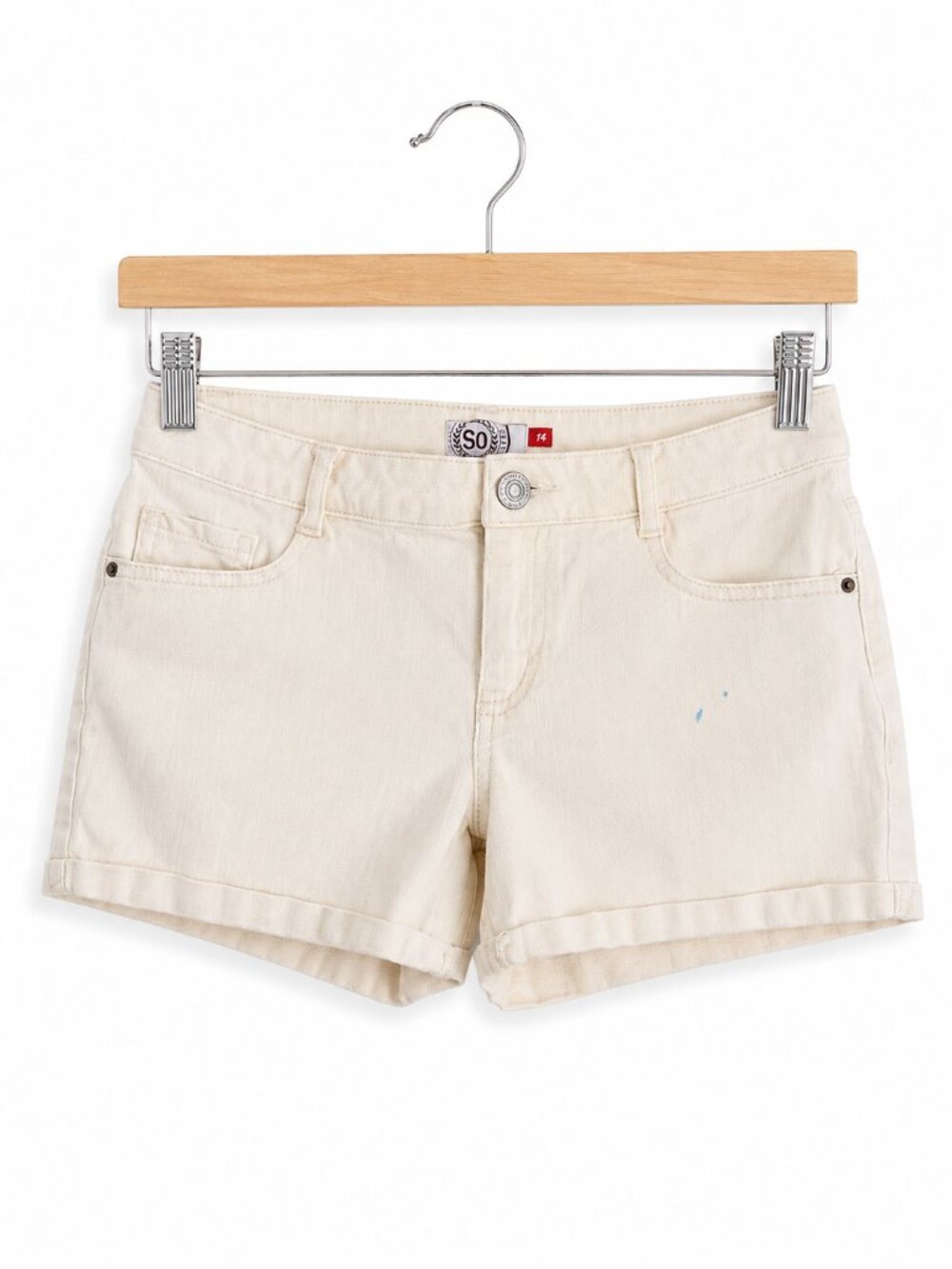 So Girls Shorts Size 14 Light Yellow Denim Adjustable Waist Cotton Blend